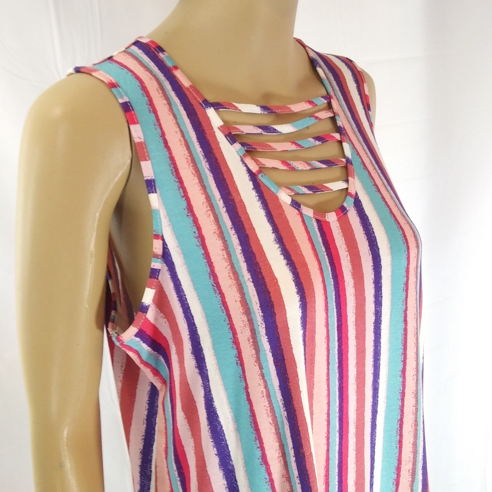 SEVEN7 Painterly Stripes Flowy Hi-Lo Top